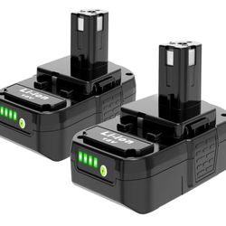 2 Packs 18V 3.0Ah Battery Replacement for Ryobi 18V Lithium Batteries