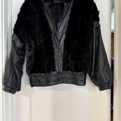 Vintage 1980’s Women’s Black Ranch Mink/Leather Jacket