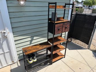 Bookshelves and shoe shelves combo