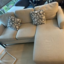 Emery Chiffon 84" Couch with Reversible Chaise