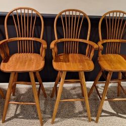 Wooden Swivel Bar Stools