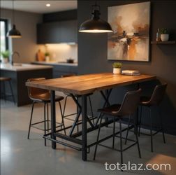 Counter Height Dining Table with Metal Footrest