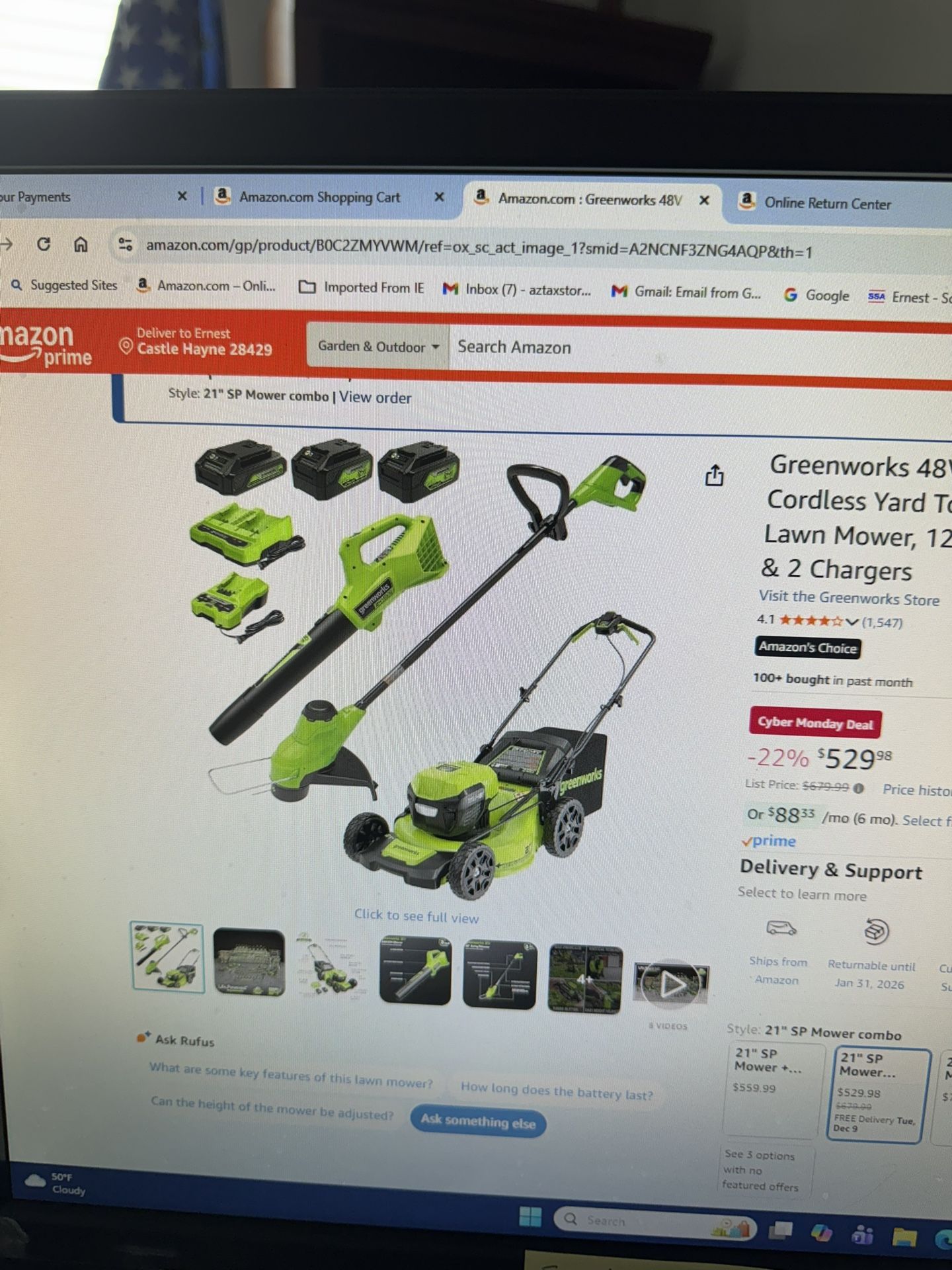 Green works Lawnmower Blower And Trimmer