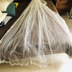 Vintage Train Length Veil & Headpiece