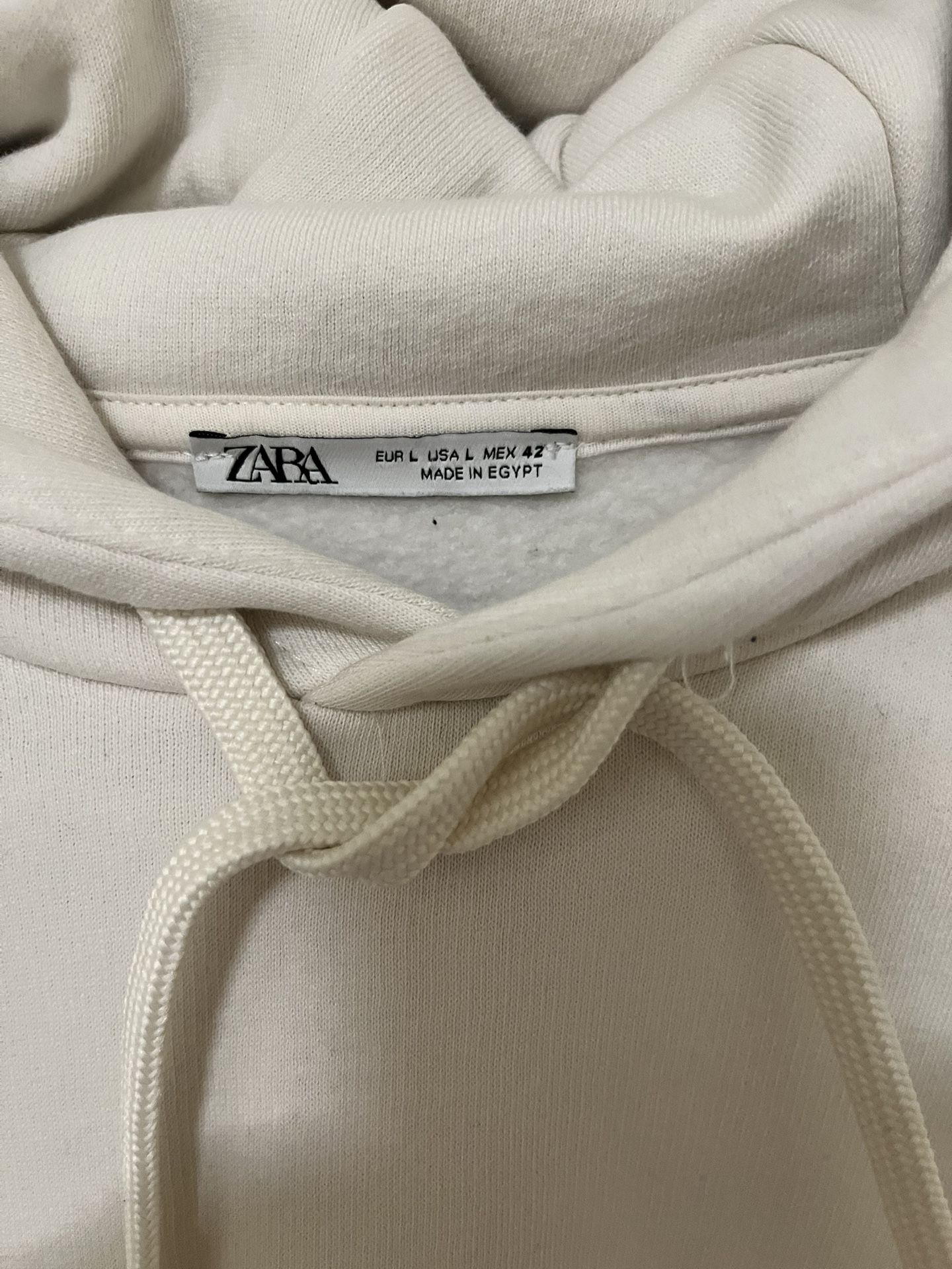New ZARA BRAND Cream Hoodie Sz Large