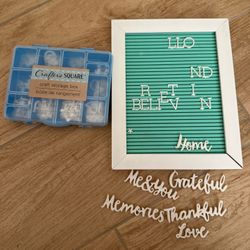 Felt Letter Board Blue With Storage Box 