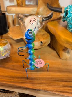 Hand-Painted Metal caterpillar Figurine