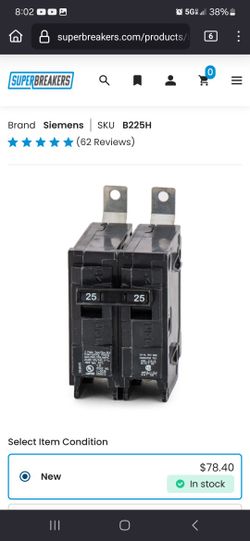 Siemens B225H 25a Circuit Breaker