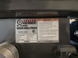 Central Machinery 12 Speed Bench Drill Press