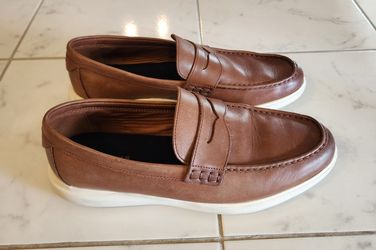 Cole Haan Grand Plus Essex Wedge Brown Leather Penny Loafers
