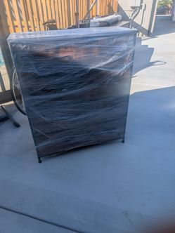 Fabric Dresser with wood panel drawers