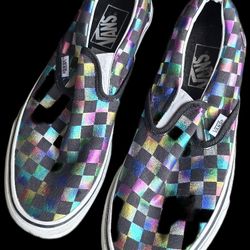 Vans Slip-On Iridescent Checkerboard Shoes