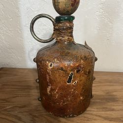 Antique Leather Covered Jug With Top