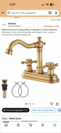 GGStudy Antique Brass Double Handle Bathroom Faucet