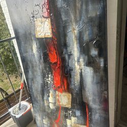 abstract mixed-media painting.