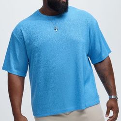 NovaMen Sleek Textured Relaxed Tee - Blue Size 3XL. 