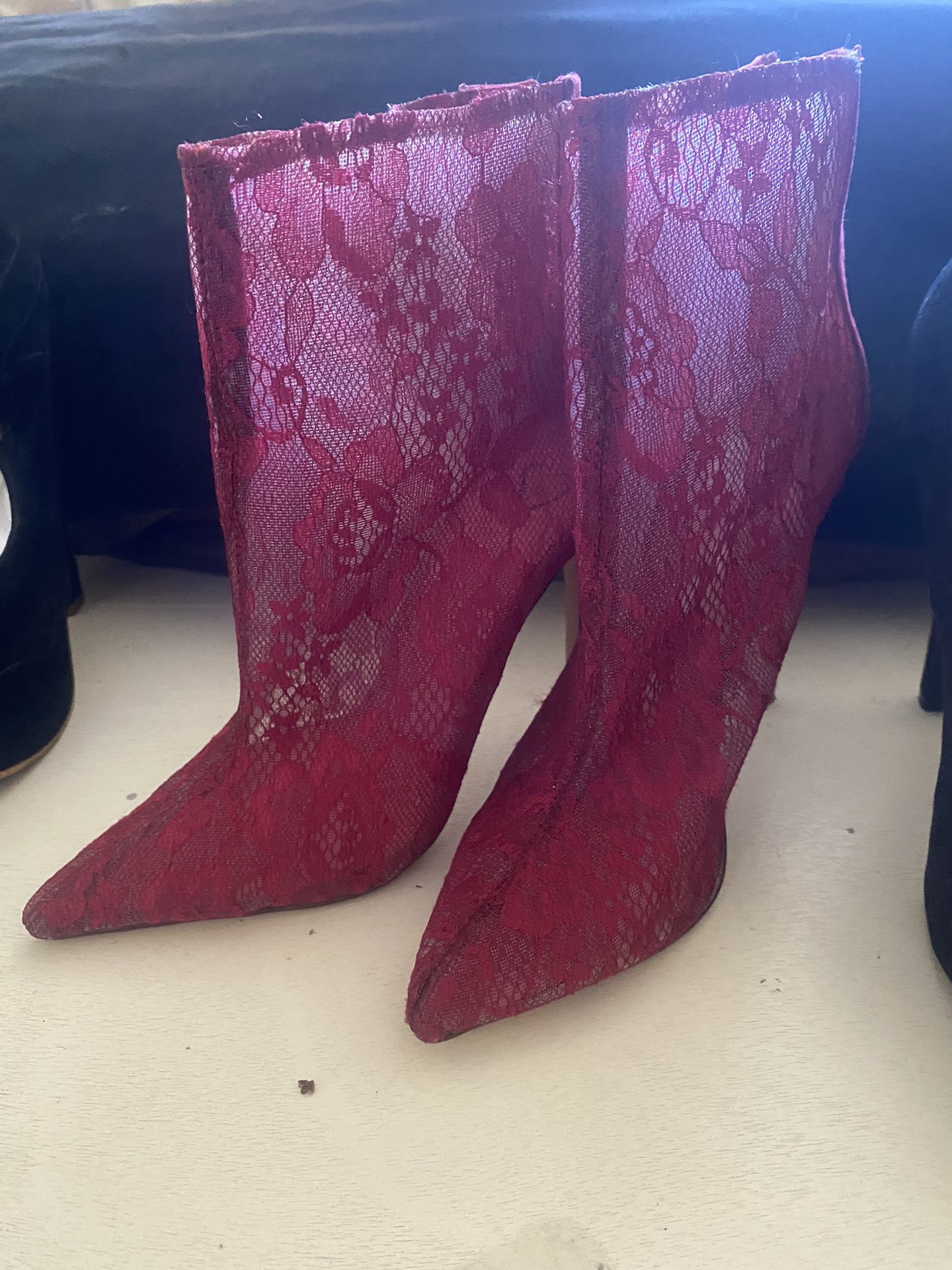 Red Lace Boot Heels