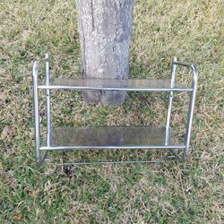 Chrome Bathroom 2-tier Wall Shelf With Towel Rod