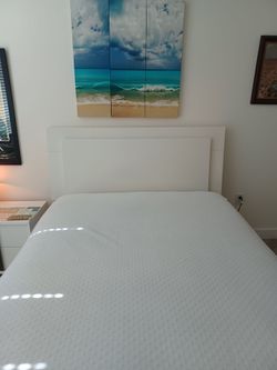 Queen white headboard and frame