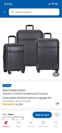 Traveler's Choice Candlewood I| 3-piece Expandable Hardside Spinner Luggage Set