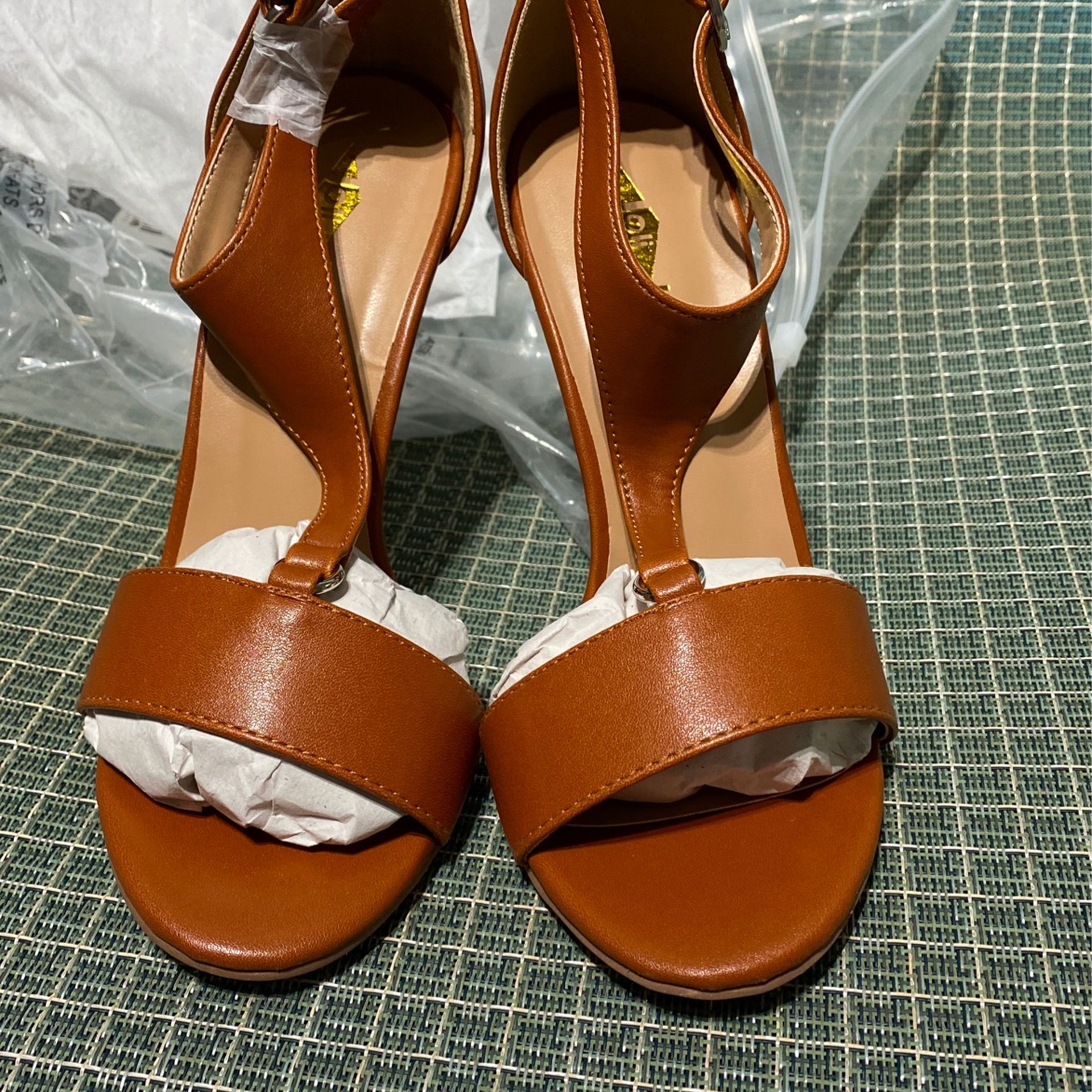 Women’s Brand New Brown Tan Strap High Heel Shoes