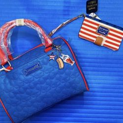 Loungefly Americana Stars and Stripes Patriotic Quilted Crossbody  Bag and Patriotic Biltmore Wallet - Both NWTs  