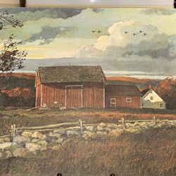 1978 USA Oil Canvas Country Farm Landscape Mounted On Wood Frame 16x20-Signed 