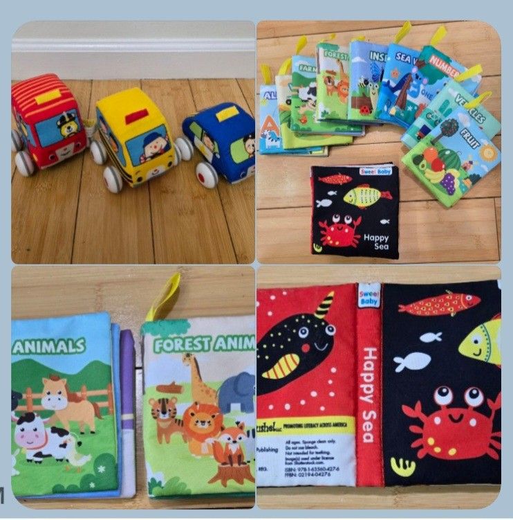 <Streamwood> infant early learning cloth book
& Soft pull-and-go vehicle set