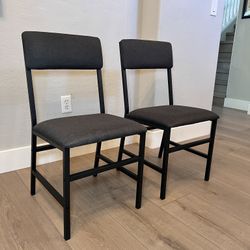 NEW- TWO Grey Upholstered Fabric Modern Office Chairs Desk Chairs With Black Metal Legs