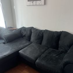 Raymour & Flanigan Black Sectional Sofa