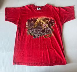Vintage 1996 Universal Studios Jurassic Park The Ride Dino Tee Red XLarge