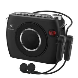 W WINBRIDGE 25W Bluetooth Voice Amplifier with Two Wireless Headset Microphones, High Capacity 8000mAh|Record, Portable Pa System Bluetooth Speaker an