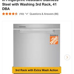 Whirlpool 24 in. Built-In Tall Tub Dishwasher in Fingerprint Resistant Stainless Steel with Washing 3rd Rack, 41 DBA