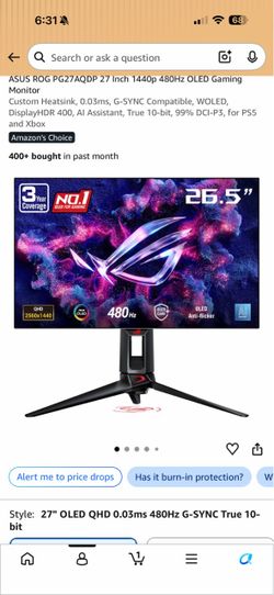 Asus rog 27 inch 1440p 480hz