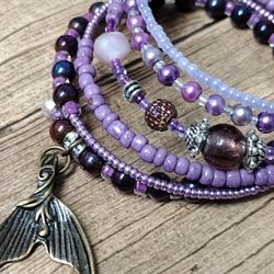 Purple Bangles With Mermaid Tail Charm