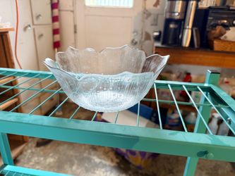Clear Textured Glass Serving Bowl – $12