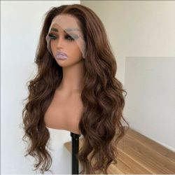 Brand New Lace Front Heat Resistant 13X4 inches Hair Long Wavy Light brown Wig