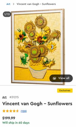 LEGO Art 31215 Vincent van Gogh Sunflowers 2615pcs 18+ Display Stand