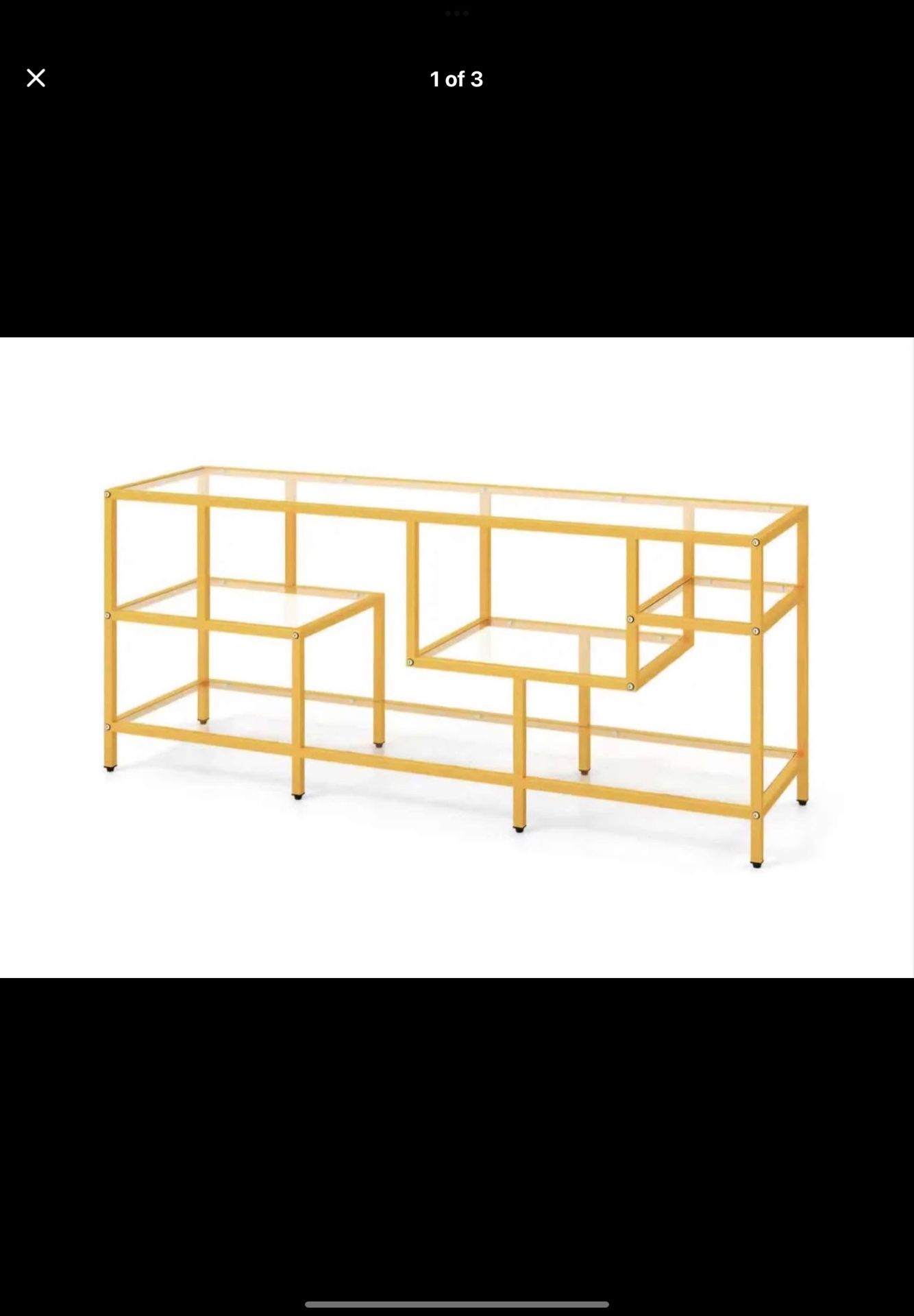 SAFSTAR TV Stand for TVs up to 65", 58" TV Console Table with Tempered Glass Shelves, Modern Enterta