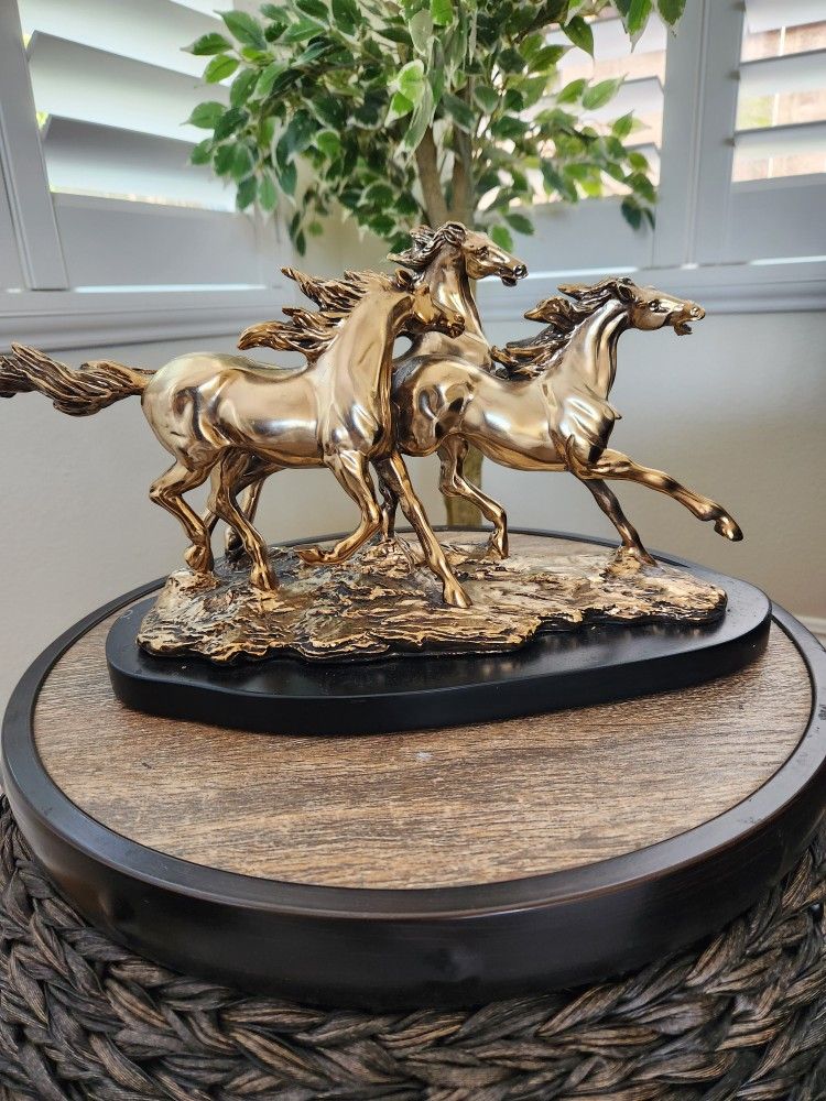 Gold/Bronze Finished 3 Running Horses