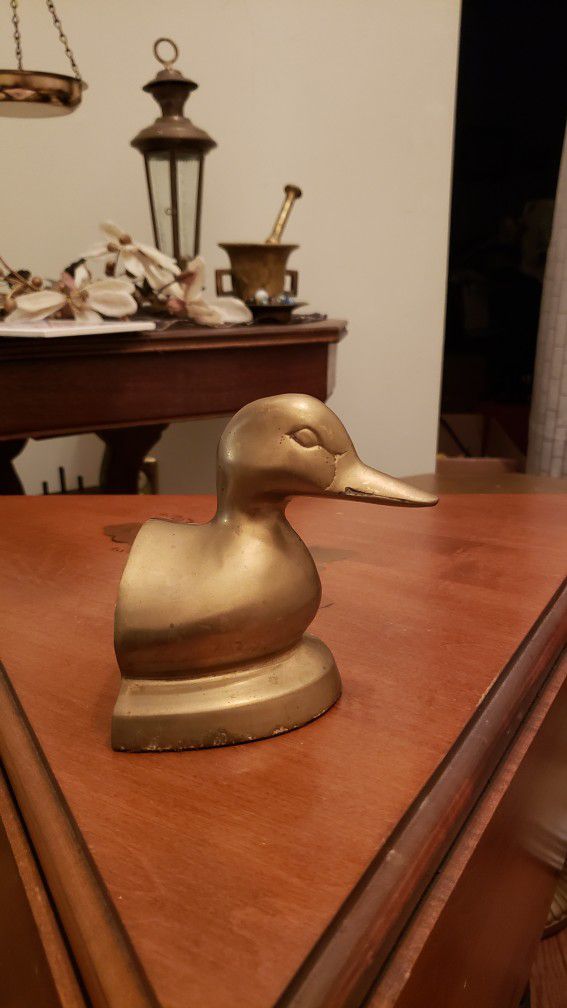 MCM Solid Brass Duck Bookend