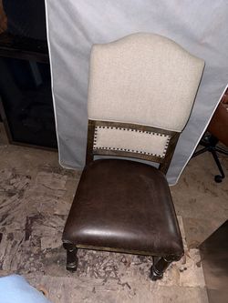 Dining Chair with Linen Back and Leather Seat