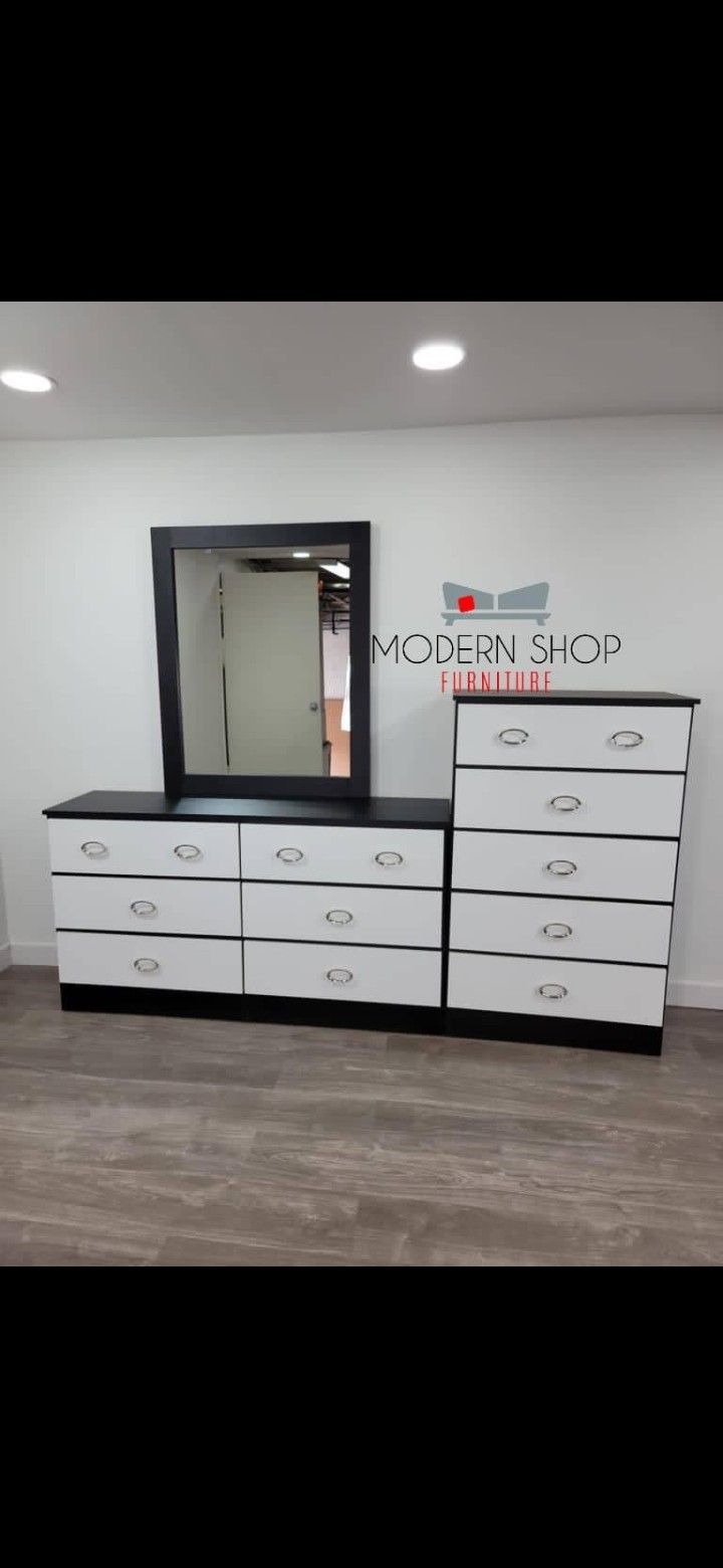DRESSER WITH MIRROR AND CHEST