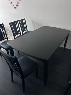Black Wooden Dining Table Set with 6 Chairs