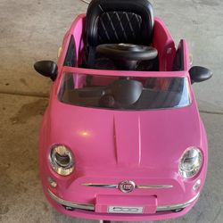 Pink fiat push car toddler