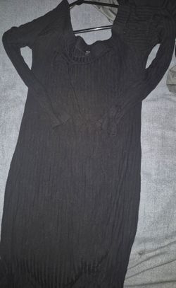 Rue 21 SIZE M Black Ribbed Long Sleeve Dress
