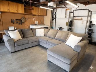Free Delivery! Gray Sectional Couch Sofa Chaise Foot Rest Ottoman L Shape U Shape