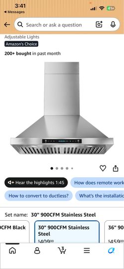30" 900CFM Stainless Steel Range Hood