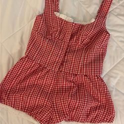 Two-Piece Gingham Bubble short Set