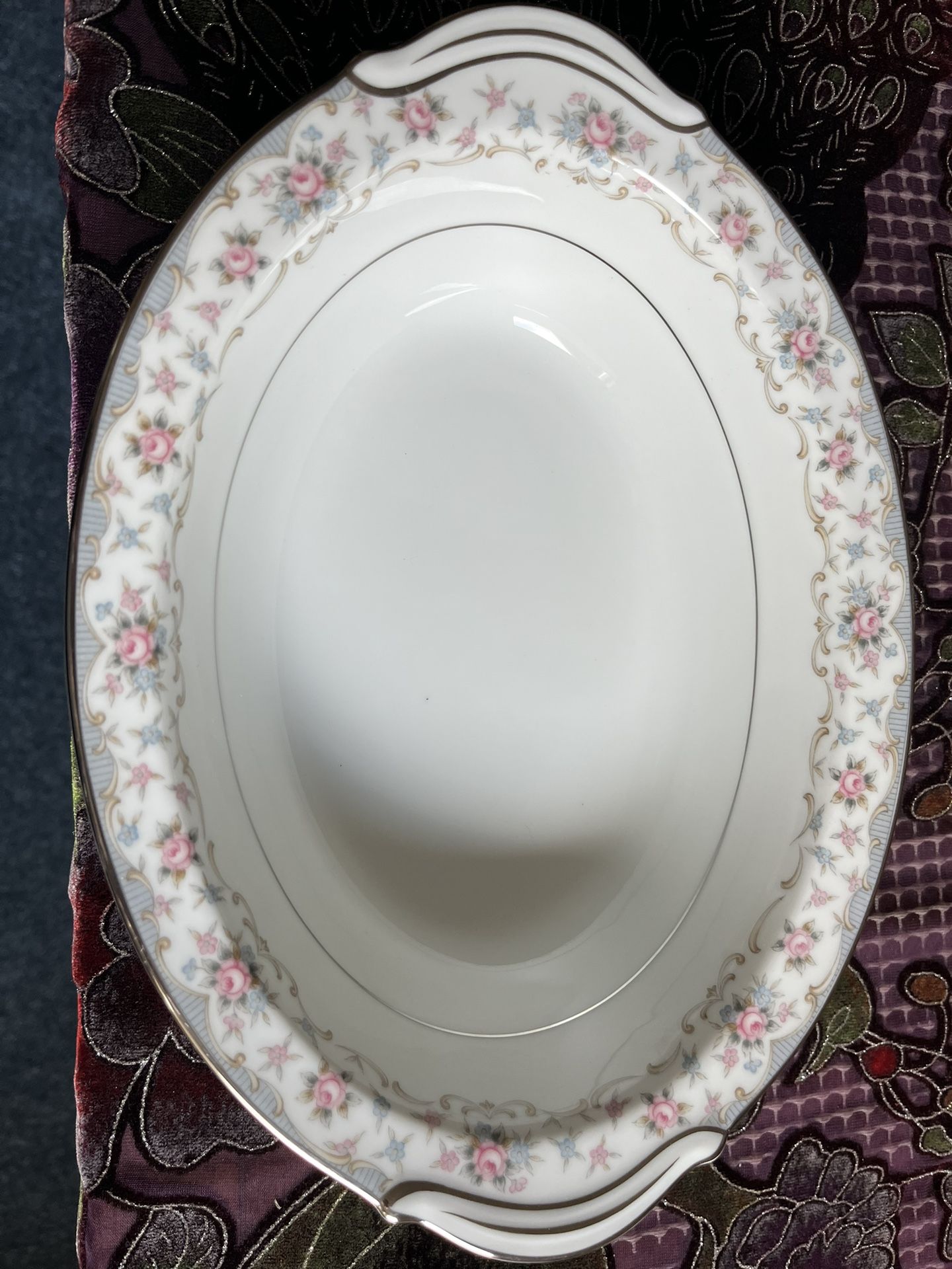 RC Japanese china Rose Pattern With Silver Trim